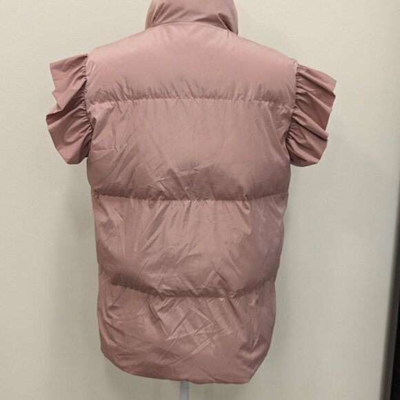 Bucket List Down vest with ruffled sleeve Size M Dusty Pink - Picture 3 of 3